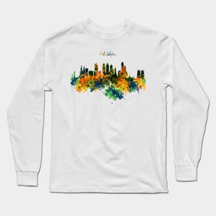Philadelphia Watercolor Skyline Long Sleeve T-Shirt